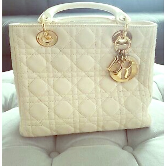 Dior Handbags - Authentic Christian Dior Lady Dior Yvory cream bag